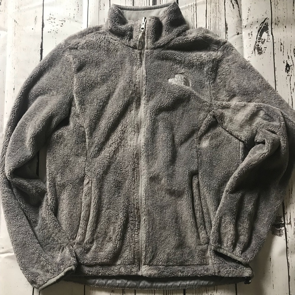 Northface Gray Fuzzy Zip Up Sweatshirt - Sz Small